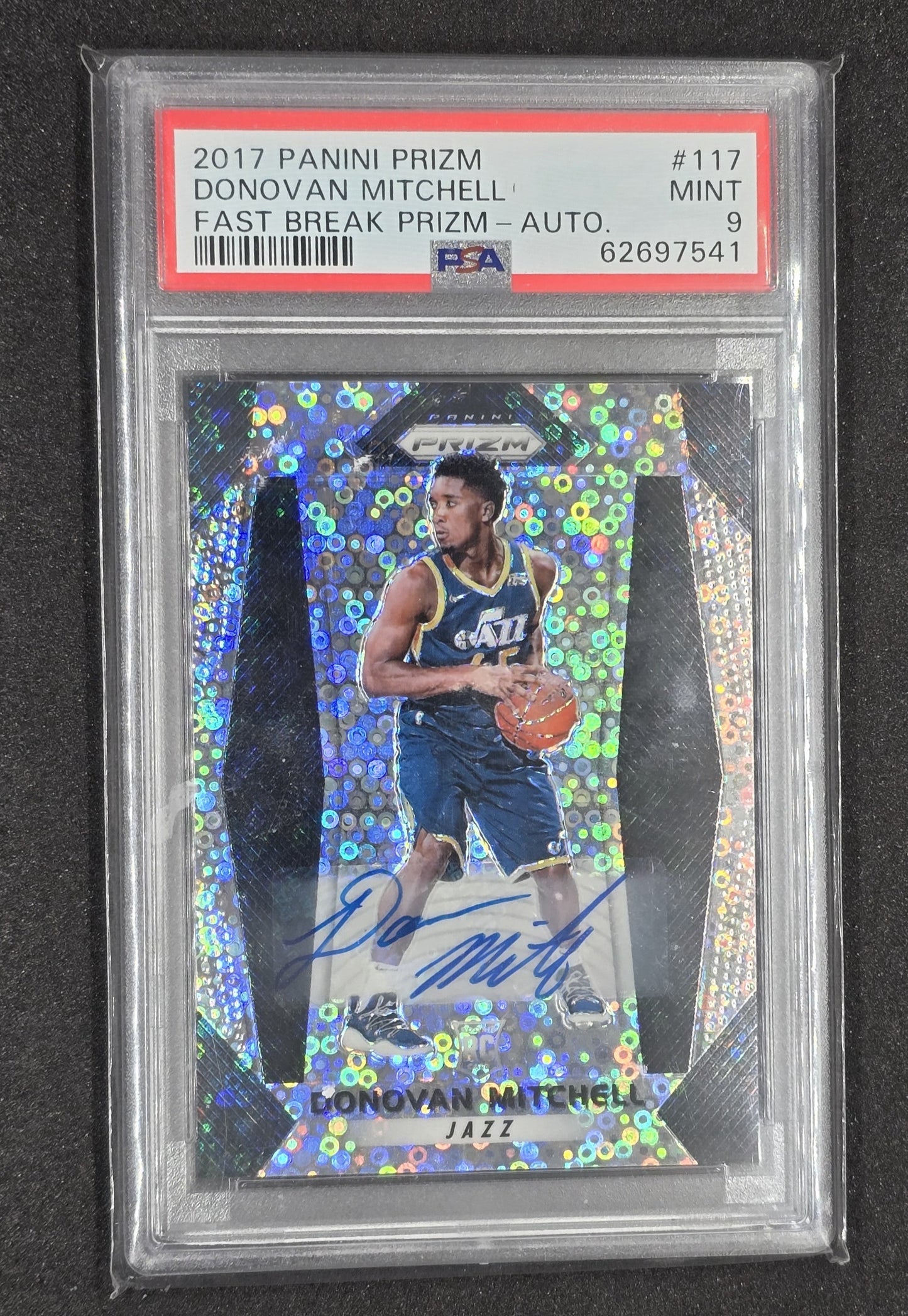 Donovan Mitchell Fastbreak prizm auto PSA 9