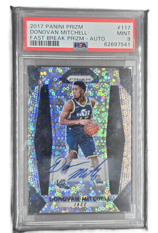 Donovan Mitchell Fastbreak prizm auto PSA 9